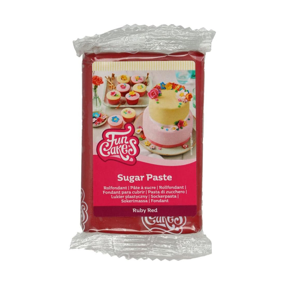 FunCakes roll fondant roșu rubiniu: ușor de utilizat, neted, flexibil, moale și pliabil, perfect pentru decorarea prăjiturilor, halal, kosher și fără gluten, 250 g Pasta de zahar Naty Shop Default Title