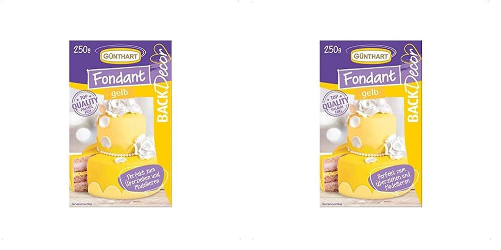 Günthart BackDecor 250 fondant verde, 100% vegan, fără ulei de palmier, rezistent la rupere pentru a acoperi prăjituri și produse de patiserie, potrivit pentru modelare, 1 pachet (1 x 250 g) Pasta de zahar Naty Shop 250 G (pachet de 2) Galben