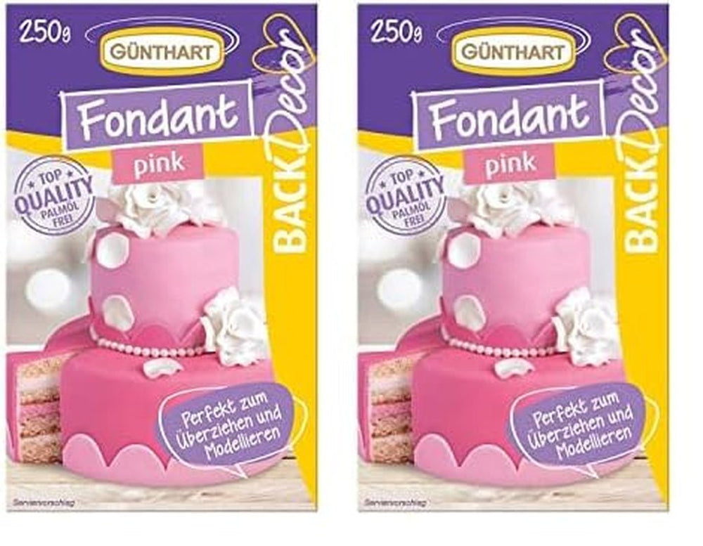 Günthart BackDecor fondant roz | calitate superioară | gata de utilizare | fără ulei de palmier | rezistent la rupere | pentru acoperirea prăjiturilor și produselor de patiserie | potrivit pentru modelare | pachet de 2 (1 x 250 g) Pasta de zahar Naty Shop Roz 250 G (pachet de 2)