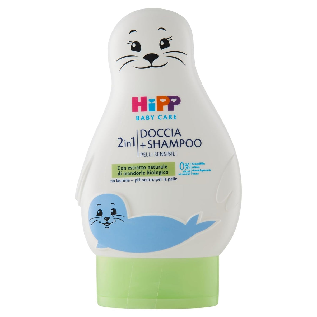 HiPP - Baby Care Șampon de duș pentru copii în formă de sigiliu amuzant, curăță delicat corpul și părul, pH neutru, cu extract organic de migdale, 1 flacon cu 200 ml Copii - Baie si Skincare Naty Shop 200 Ml (1 pachet)