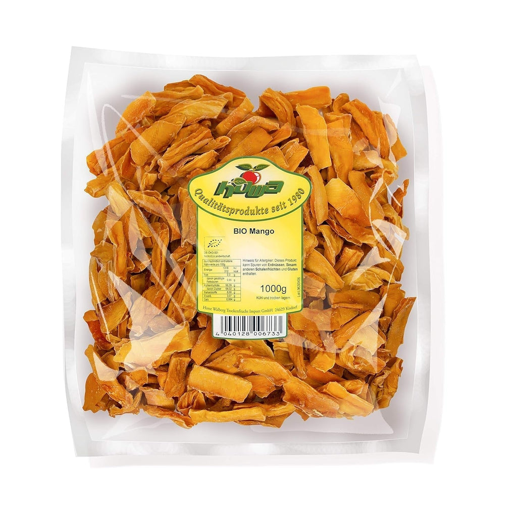 Howa mango uscat - fructe uscate în calitate organică, naturale și nesulfurate - ideal pentru gătit, copt sau ca o gustare sănătoasă - felii de mango - fără zahăr - 1000 g Produse deshidratate Naty Shop Titlu implicit