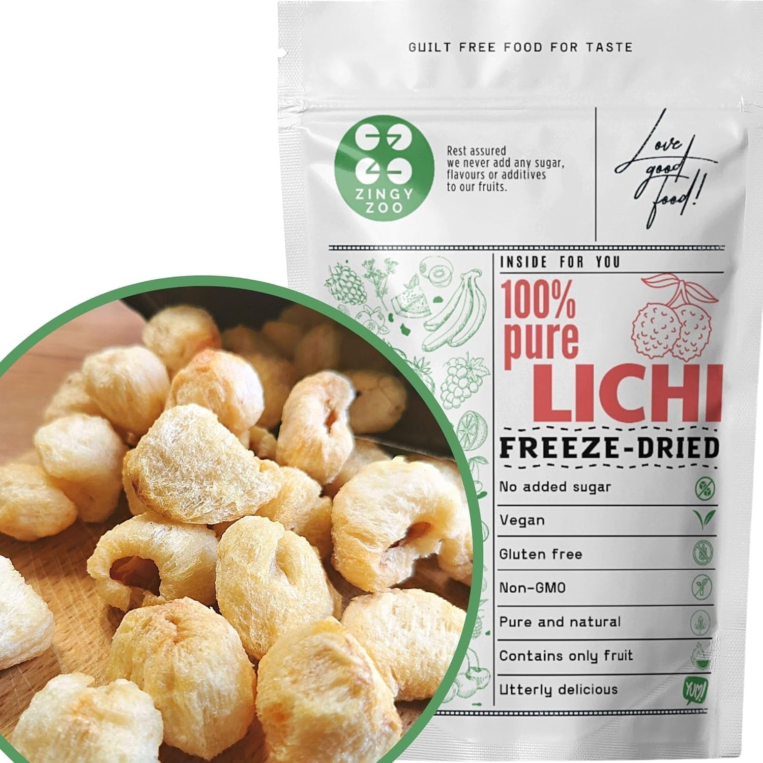 Lychee liofilizat | 100% Lychee fructe uscate liofilizate | uscate natural Vegan fără gluten | Nu Lychee suc Lychee sirop | Freeze Dried Fruit Tropical Litchi | ZingyZoo Produse deshidratate Naty Shop Titlu implicit