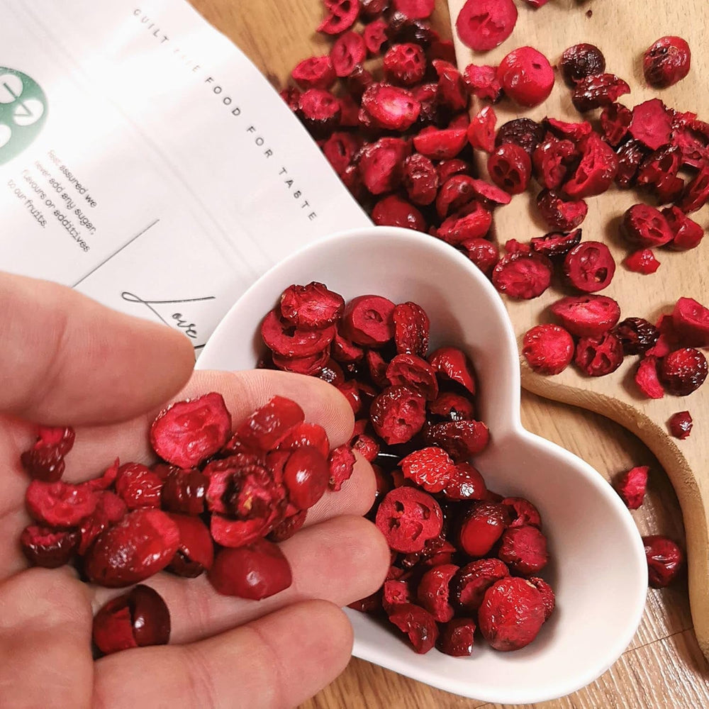 Merișoare liofilizate fără zahăr | XL 250g Merișoare liofilizate naturale neîndulcite | Fructe liofilizate naturale sălbatice | Merișoare liofilizate | ZingyZoo Produse deshidratate Naty Shop