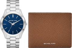 Michael Kors - Slim Runway Collection, culoare argintie, ceas din oțel inoxidabil pentru bărbați MK1060SET Portofel Barbati Naty Shop Titlu implicit