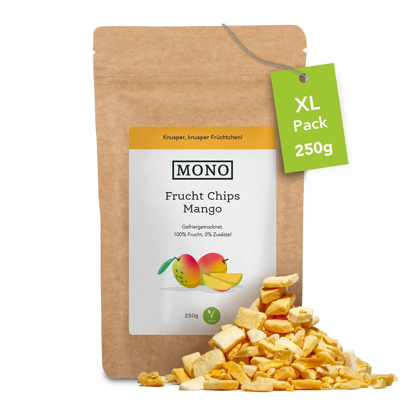 Mono chipsuri liofilizate - 300g chipsuri de căpșuni din căpșuni 100% naturale - fructe tropicale uscate - fructe uscate de căpșuni - gustare pentru muesli și deserturi - chipsuri de căpșuni Produse deshidratate Naty Shop Mango