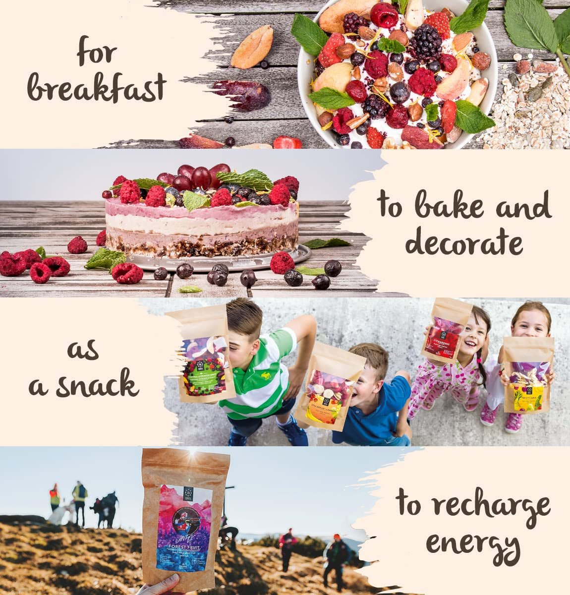 Mure sălbatice BRIX | Mure sălbatice naturale, uscate 95 g | Premiul Great Taste pentru fructe de pădure uscate | Fără OMG, fără gluten, vegan, vitamine reținute Produse deshidratate Naty Shop