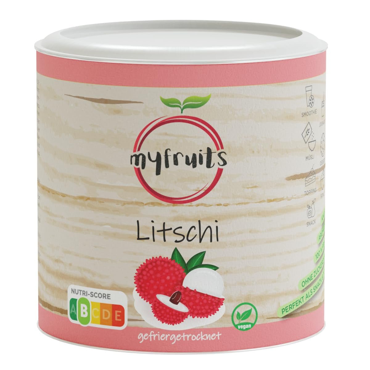 myfruits lychee, liofilizat, 80g, fără aditivi, 100% fructe, fructe liofilizate și fructe uscate Produse deshidratate Naty Shop Titlu implicit