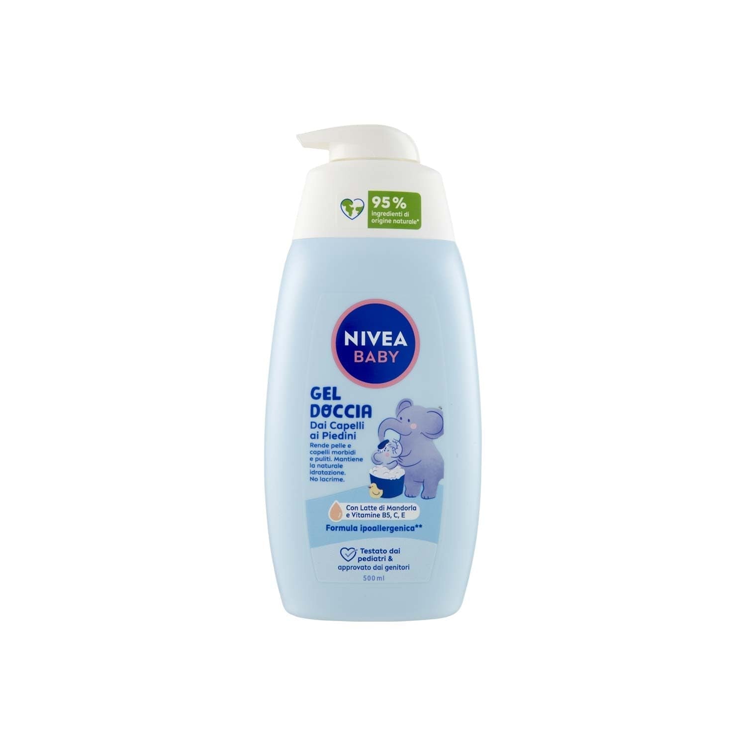NIVEA BABY gel de duș pentru păr pe picioare 500 ml, baie cu bule pentru copii pentru piele și păr moale și curat, baie pentru copii cu protecție împotriva lacrimilor, șampon hidratant și moale pentru copii Copii - Baie si Skincare Naty Shop Titlu implicit