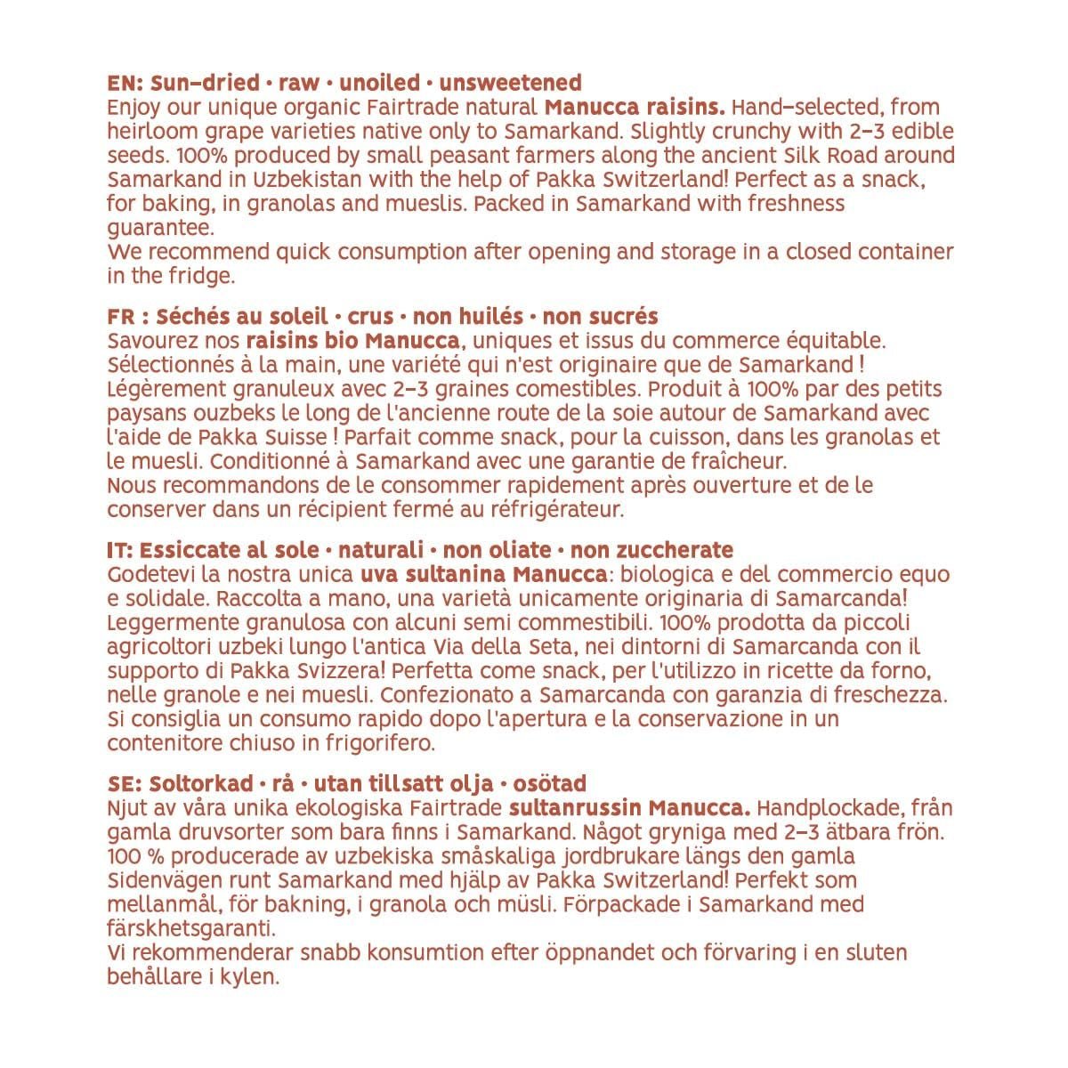 PAKKA - Organic Fairtrade Jumbo Manucca Raisins 1kg cu 2 - 3 semințe crocante, struguri de manucca uscați la soare, fără ulei, deci lipicioși, nesulfurați, de la micii fermieri din Samarkand Uzbekistan 1000g Produse deshidratate Naty Shop