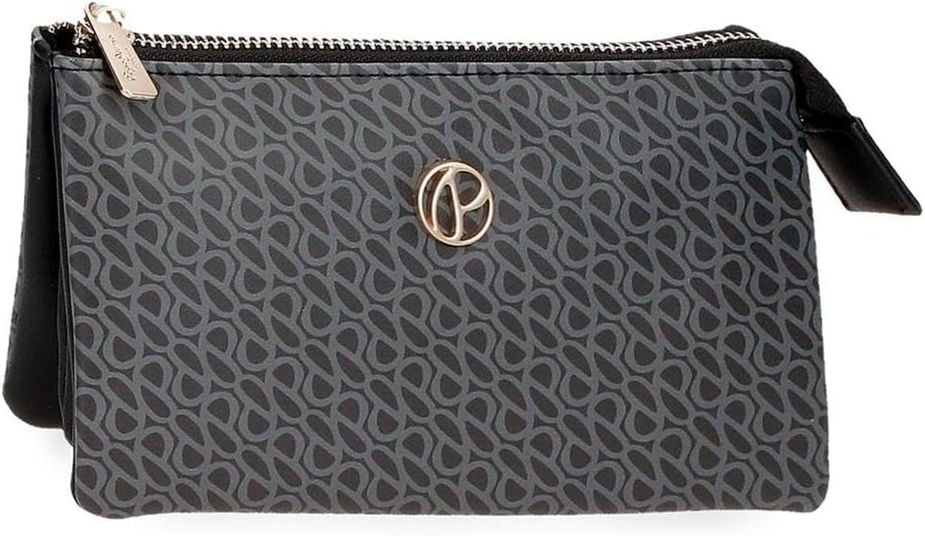 Pepe Jeans Megan Geantă de toaletă negru 17x9x2 cm Faux piele, negru, Talla única, Geantă de toaletă Portofel Femei Naty Shop Negru Portofel triplu