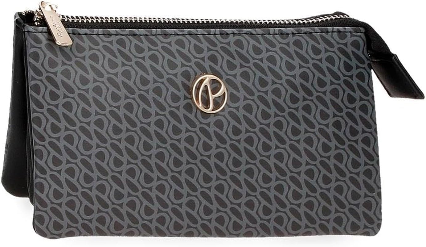 Pepe Jeans Megan Geantă de toaletă negru 17x9x2 cm Faux piele, negru, Talla única, Geantă de toaletă Portofel Femei Naty Shop Negru Portofel triplu