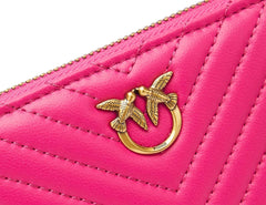 Pinko Women's Taylor Zip Around Sheep Nappa Chevron Travel Accessories Wallet Portofel Femei Naty Shop