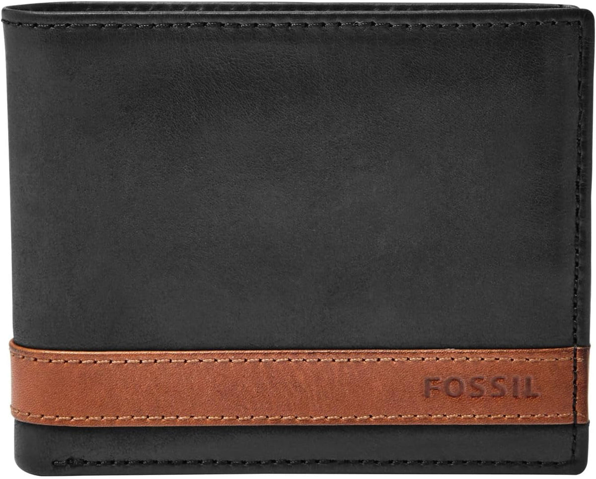 Portofel bifold din piele Quinn pentru bărbați Fossil 11,5 cm L x 2 cm l x 9 cm H Portofel Barbati Naty Shop Negru 11.43 Cm L X 1.91 Cm W X 8.89 Cm H