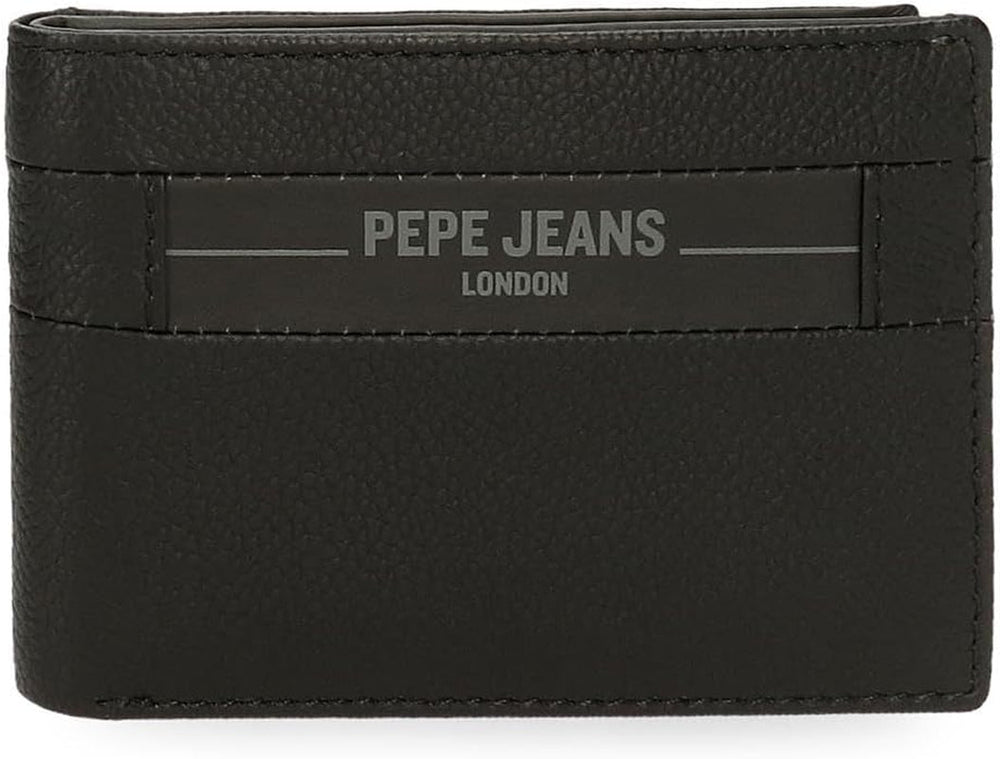 Portofele și portmonee Pepe Jeans Checkbox din piele de vacă, negru, maro, albastru și gri Portofel Barbati Naty Shop Negru Checkbox portofel