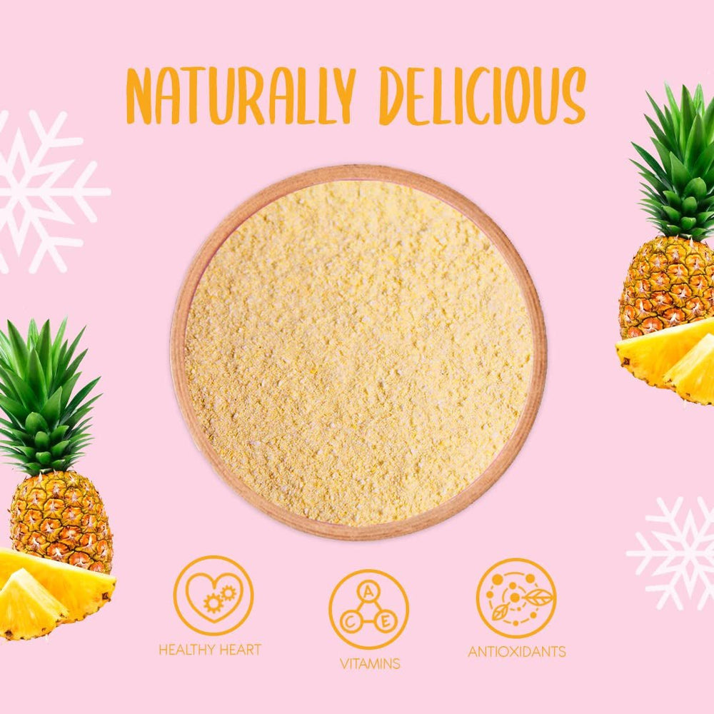 Pudră de ananas liofilizată 100g - Pudră de fructe liofilizate - Pudră de ananas liofilizată pentru smoothie-uri, iaurt și coacere - Pudră de ananas 100% naturală fără aditivi Produse deshidratate Naty Shop