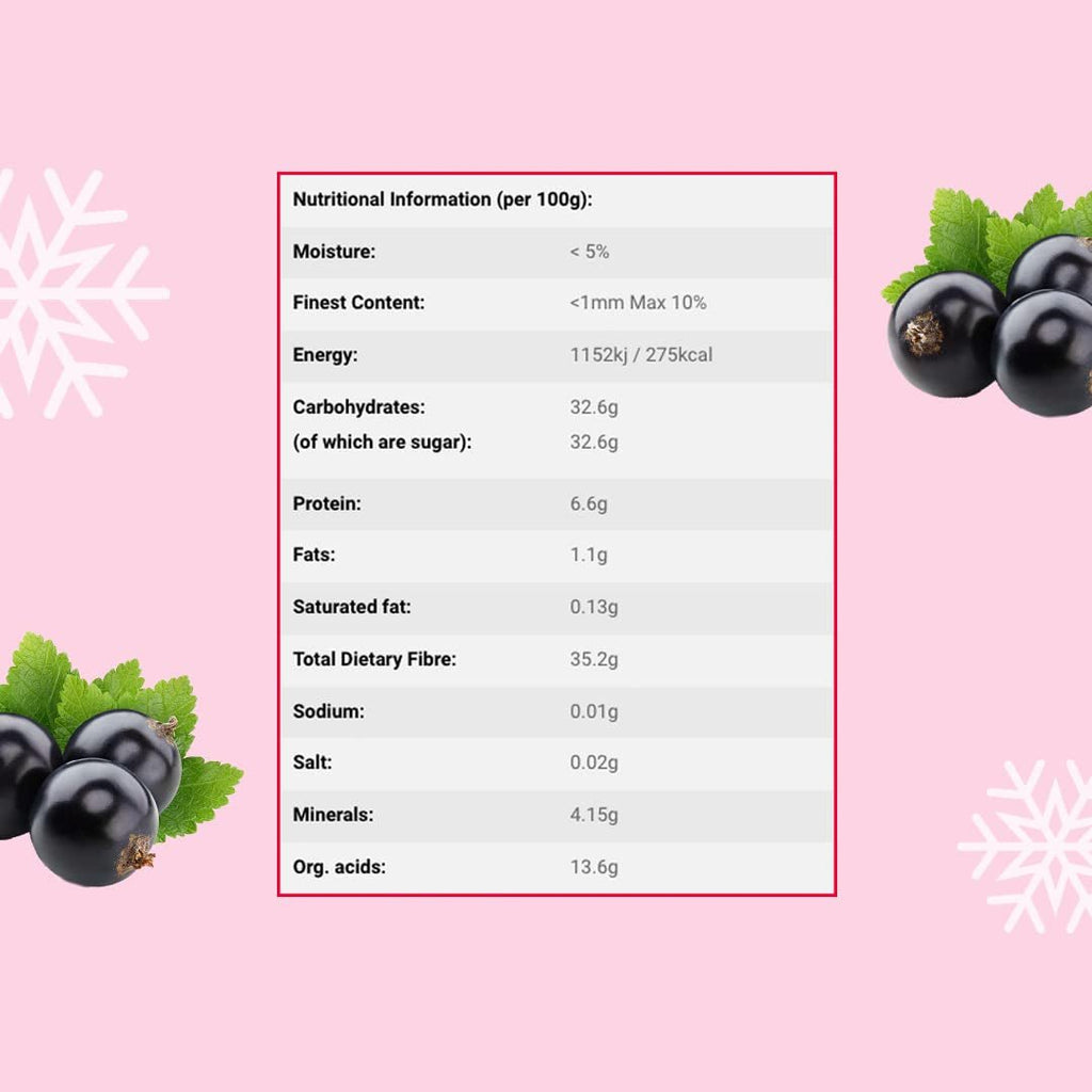 Pulbere de coacăze negre liofilizate 100g - Pulbere de fructe liofilizate - Pulbere de coacăze negre pentru smoothie-uri și coacere - Pulbere naturală de coacăze negre fără aditivi Produse deshidratate Naty Shop