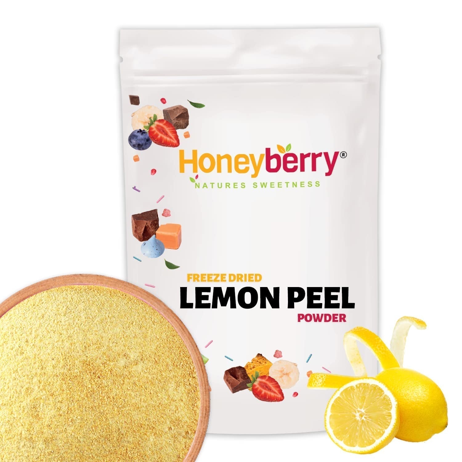 Pulbere de coajă de lămâie liofilizată 100g - Pulbere de fructe liofilizate - Pulbere de lămâie liofilizată pentru coacere, smoothie-uri și ceai - Pulbere de lămâie 100% naturală fără aditivi Produse deshidratate Naty Shop 100G