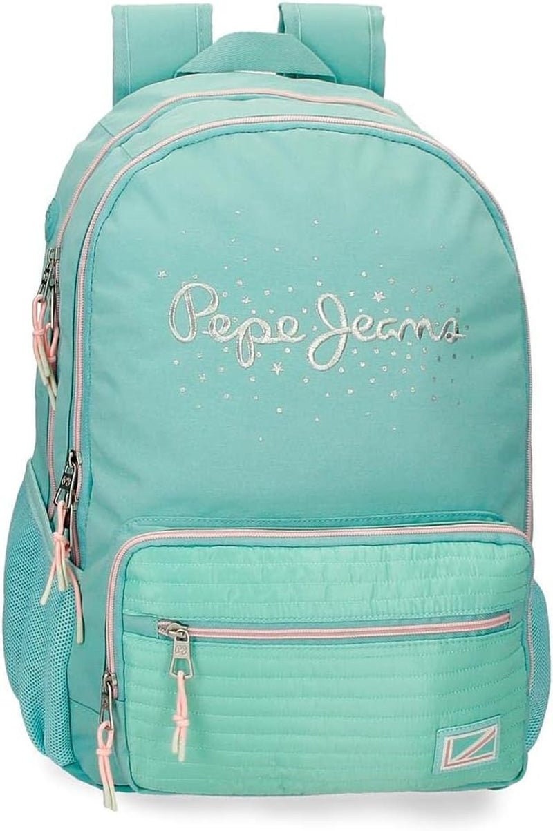Rucsac Pepe Jeans Jane pentru laptop, compartiment dublu, 15.6 inch, albastru, 31 x 44 x 17.5 cm, poliester, 20.46 l Rucsacuri si ghiozdane premium Naty Shop Rucksack 46