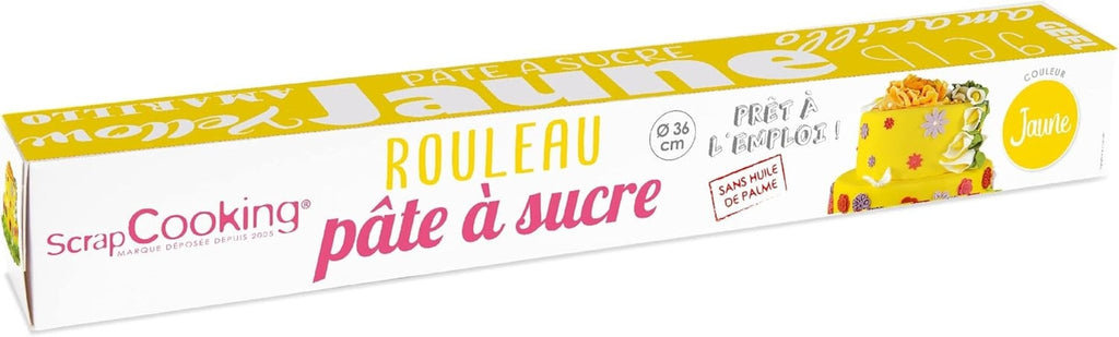 ScrapCooking - Roll fondant roz â'¬ 36 cm - Fondant negru rulat 430 g - Cake topper decorare topper fondant pentru prăjituri, coacere, aniversări, petreceri - Roz - 7264 Pasta de zahar Naty Shop Galben