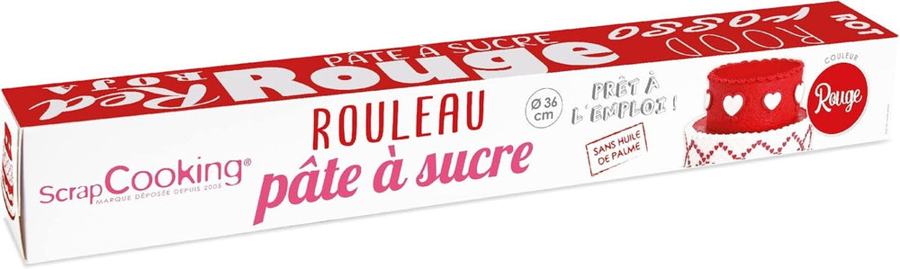 ScrapCooking - Roll fondant roz â'¬ 36 cm - Fondant negru rulat 430 g - Cake topper decorare topper fondant pentru prăjituri, coacere, aniversări, petreceri - Roz - 7264 Pasta de zahar Naty Shop Roșu