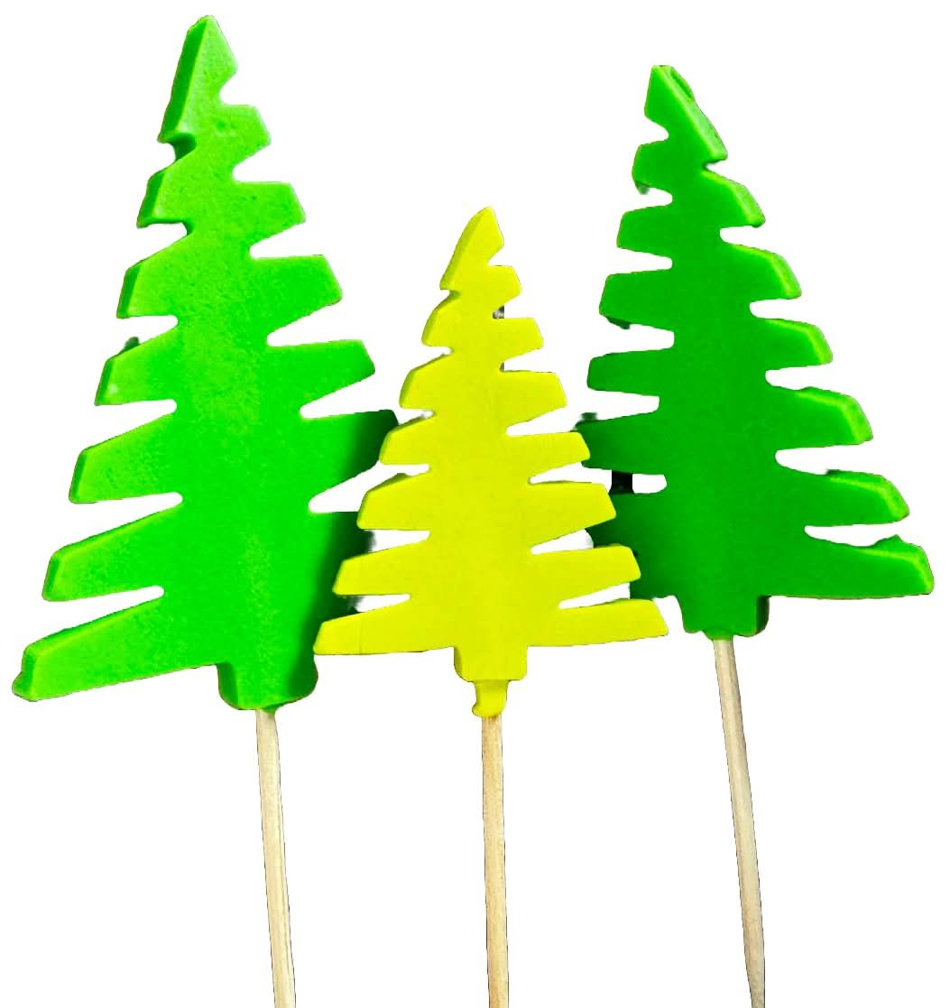 Set 3 decoratiuni comestibile din zahar, Brazi Decoratiuni din Pasta de Zahar Nati Shop