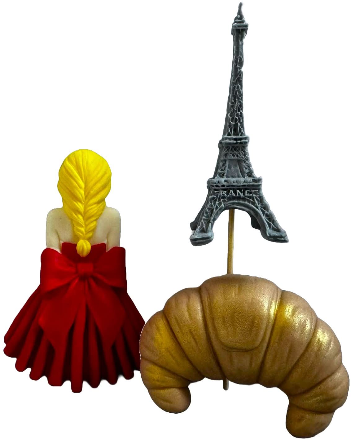 Set 3 decoratiuni comestibile din zahar, Lady in Paris Decoratiuni din Pasta de Zahar Nati Shop