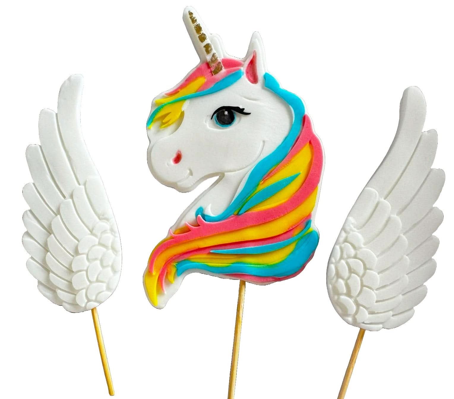 Set 3 decoratiuni comestibile din zahar, Unicorn Decoratiuni din Pasta de Zahar Nati Shop