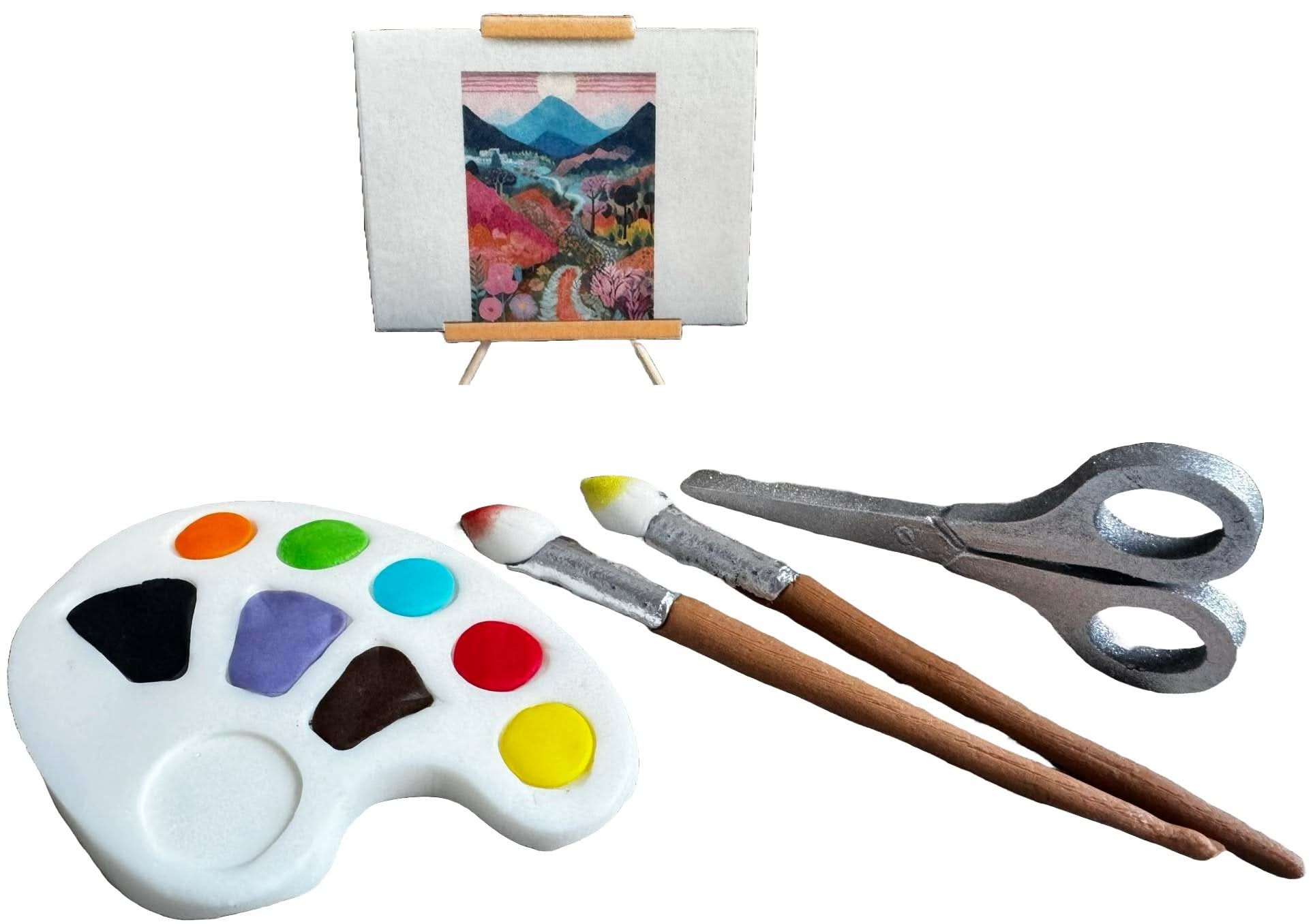 Set 5 decoratiuni comestibile din zahar, Pictorul Fericit Decoratiuni din Pasta de Zahar Nati Shop