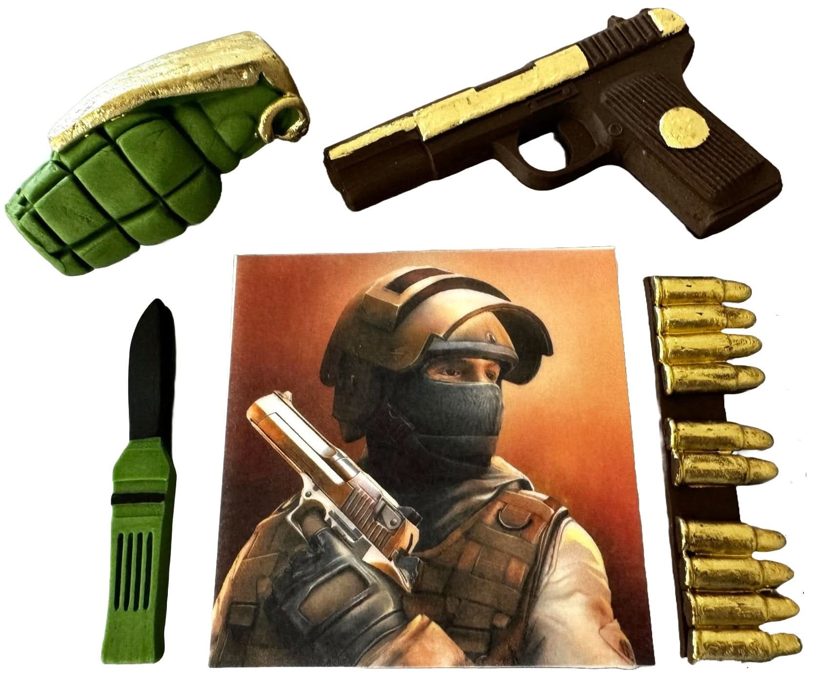 Set 5 decoratiuni comestibile din zahar, Standoff 2 Decoratiuni din Pasta de Zahar Nati Shop