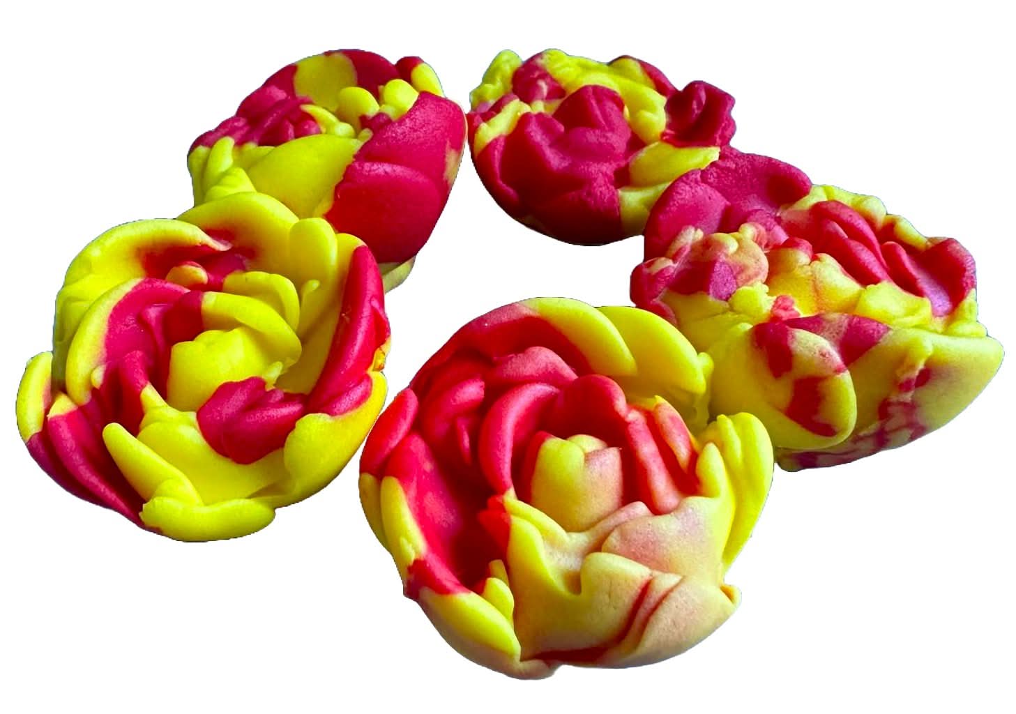 Set 5 decoratiuni comestibile din zahar, Trandafiri Decoratiuni din Pasta de Zahar Nati Shop