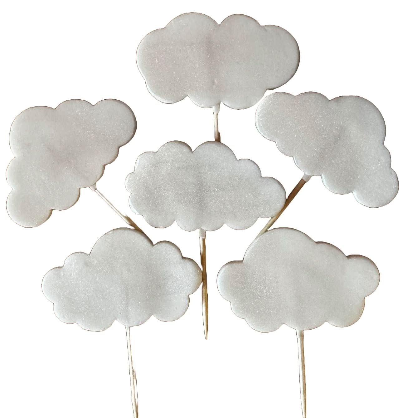 Set 6 decoratiuni comestibile din zahar, Norisori pufosi Decoratiuni din Pasta de Zahar Nati Shop