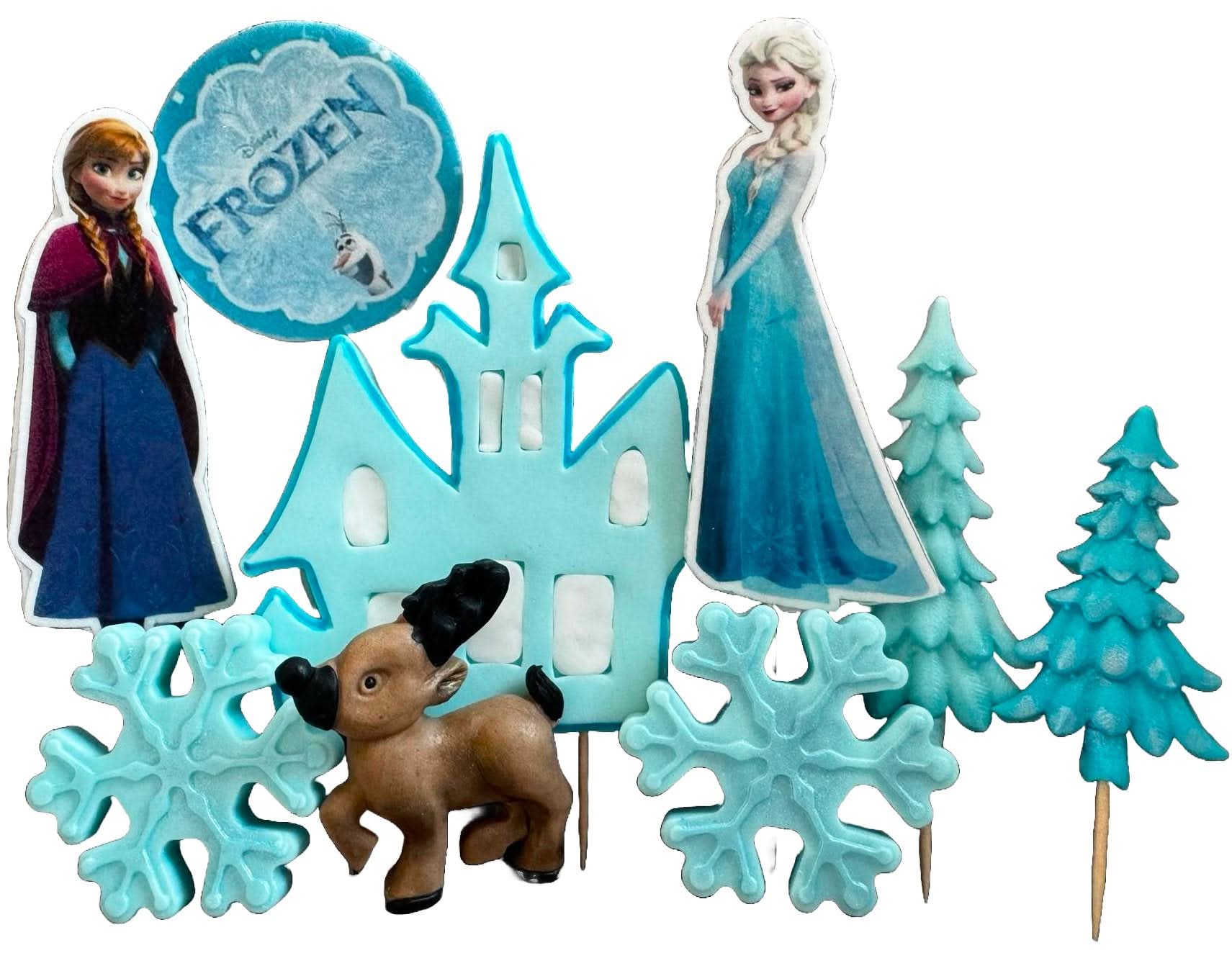 Set 9 decoratiuni comestibile din zahar, Frozen Decoratiuni din Pasta de Zahar Nati Shop