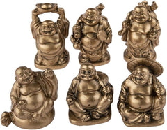 Set de 6 statuete Buddha râzând - Statuete Buddha mici - Sănătate, bogăție, înțelepciune, noroc - Feng Shui farmec norocos decorațiuni pentru casă - idee cadou Decorațiuni Zen Asia Statuete si sculpturi Naty Shop