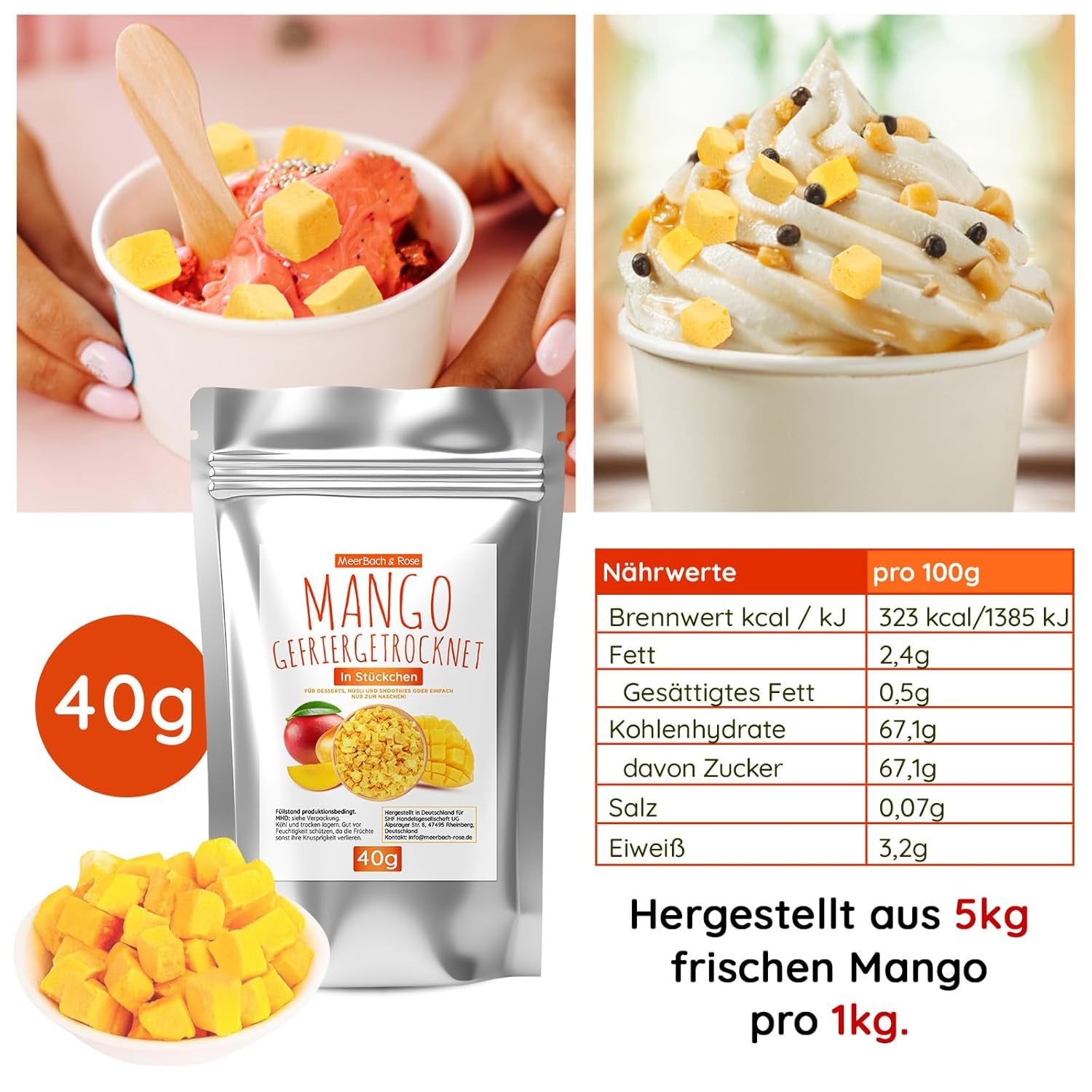 Set de degustare de fructe liofilizate 5x40g, căpșuni fructate liofilizate, zmeură, ananas, mango și amestec de căpșuni-banană, fără aditivi, fabricat în Germania Produse deshidratate Naty Shop