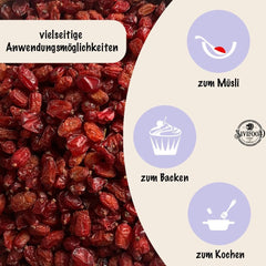 SIVIFOOD Barberries 200g - fructe de mur uscate în calitate premium de alimente crude - vegan și natural cu conținut scăzut de grăsimi ghimpe acru Zereshk barberry Berberis fructe uscate uscate barberries uscate Produse deshidratate Naty Shop