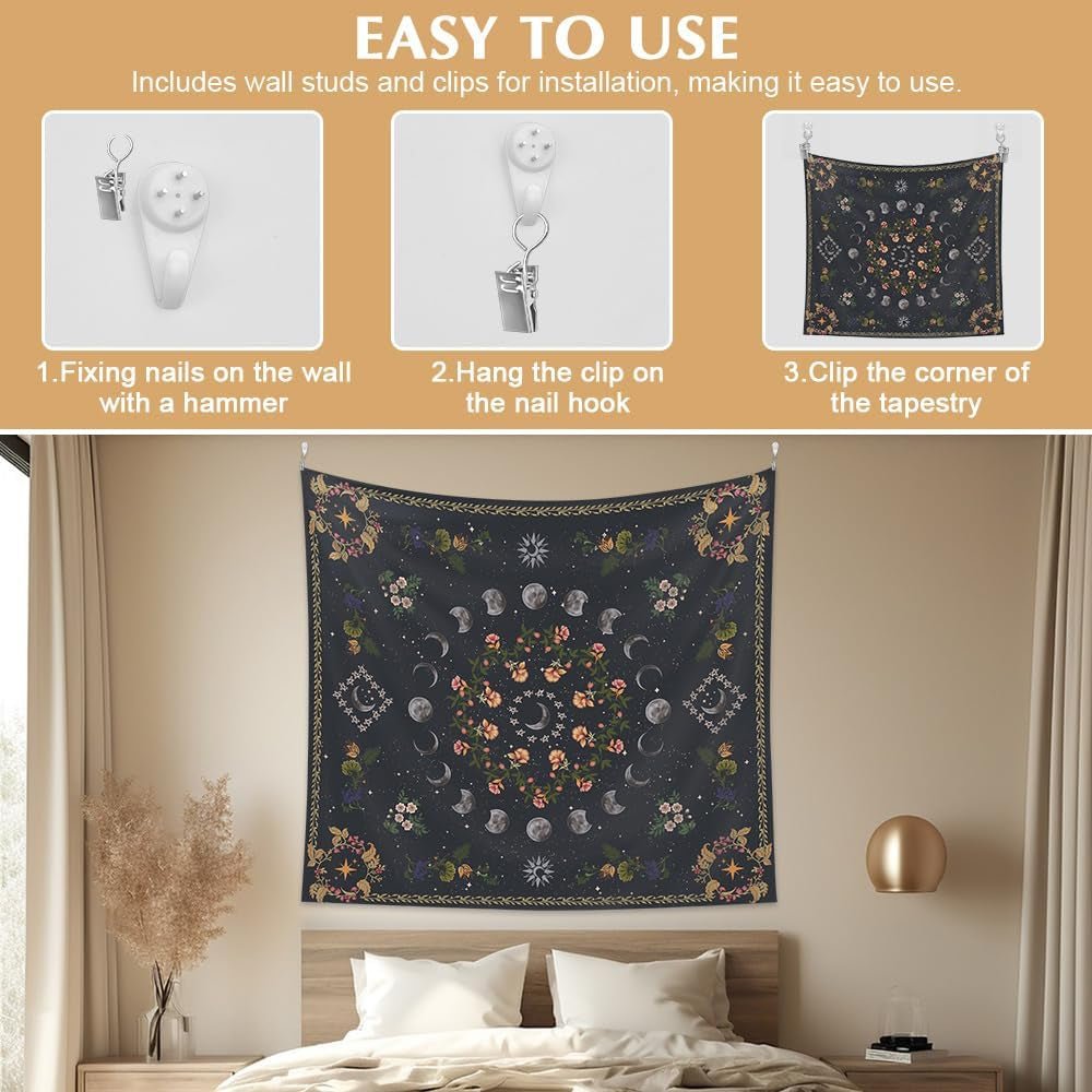 Tapiserie 130 130mx150m moon phases panza flori Casa - Accesorii si Decoratiuni Naty Shop