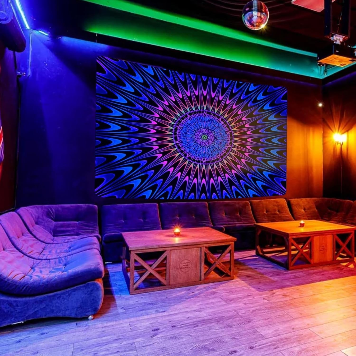 Tapiserie alishomtll mandala colorata lumina neagra arta Casa - Accesorii si Decoratiuni Naty Shop