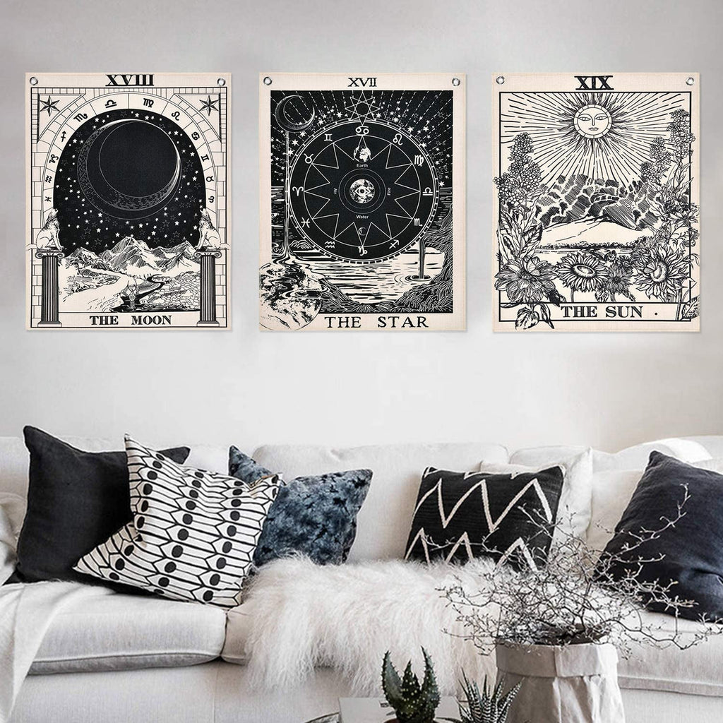 Tapiserie alishomtll tarot set soare luna stele Casa - Accesorii si Decoratiuni Naty Shop Set de tarot (alb și negru) 40 X 50 Cm