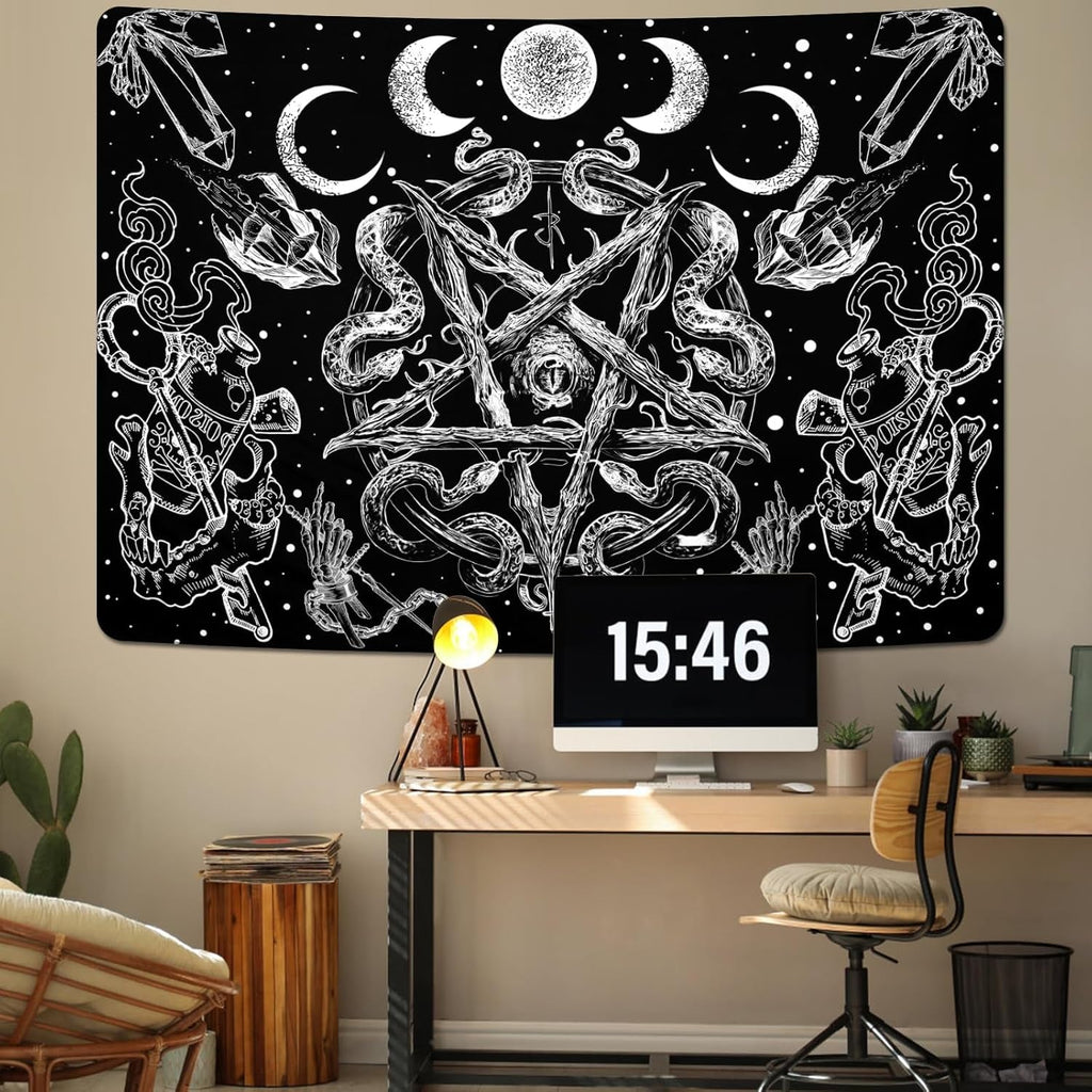 Tapiserie alishomtll witchy snake estetic gothic pentagram wall Casa - Accesorii si Decoratiuni Naty Shop