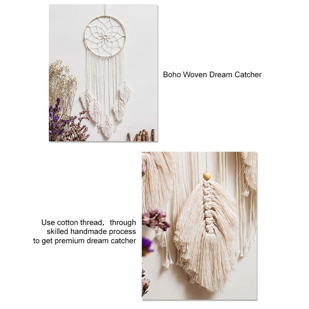 Tapiserie dreamcatcher alb mare facut manual tassel Casa - Accesorii si Decoratiuni Naty Shop