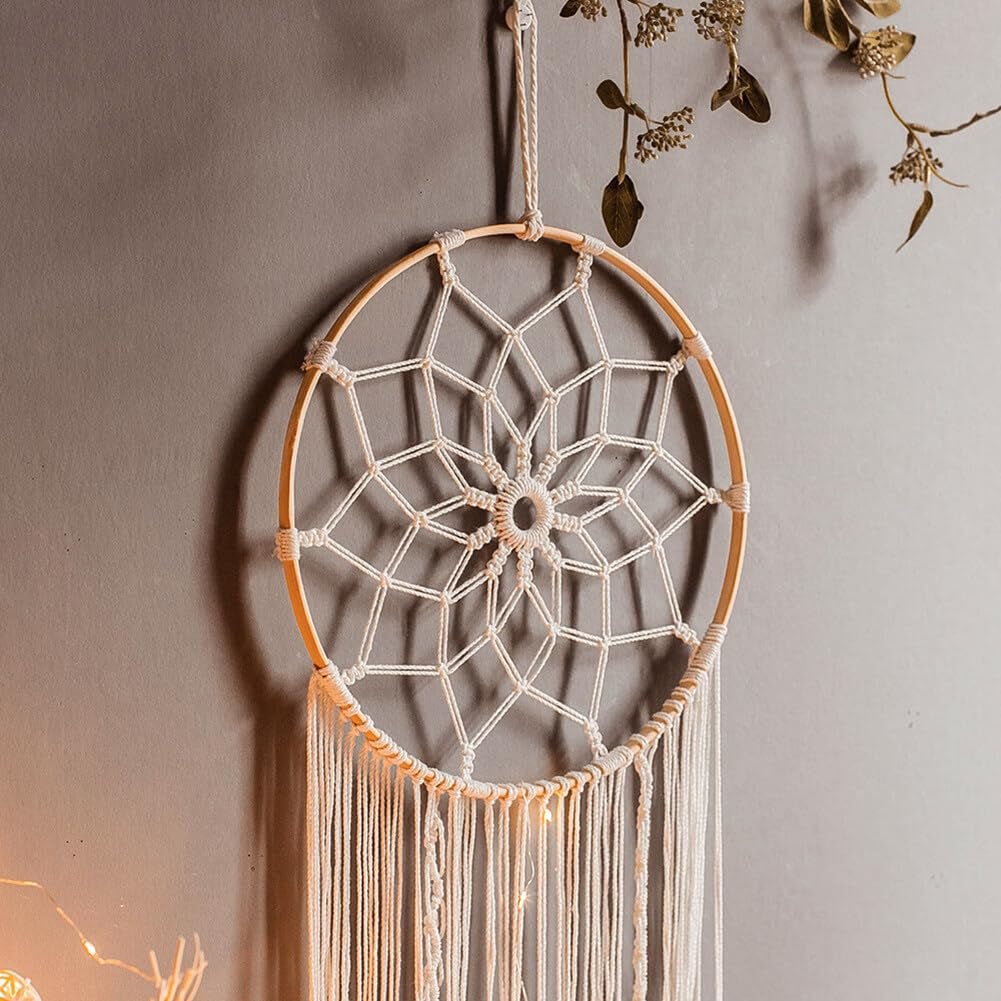 Tapiserie dreamcatcher alb mare facut manual tassel Casa - Accesorii si Decoratiuni Naty Shop