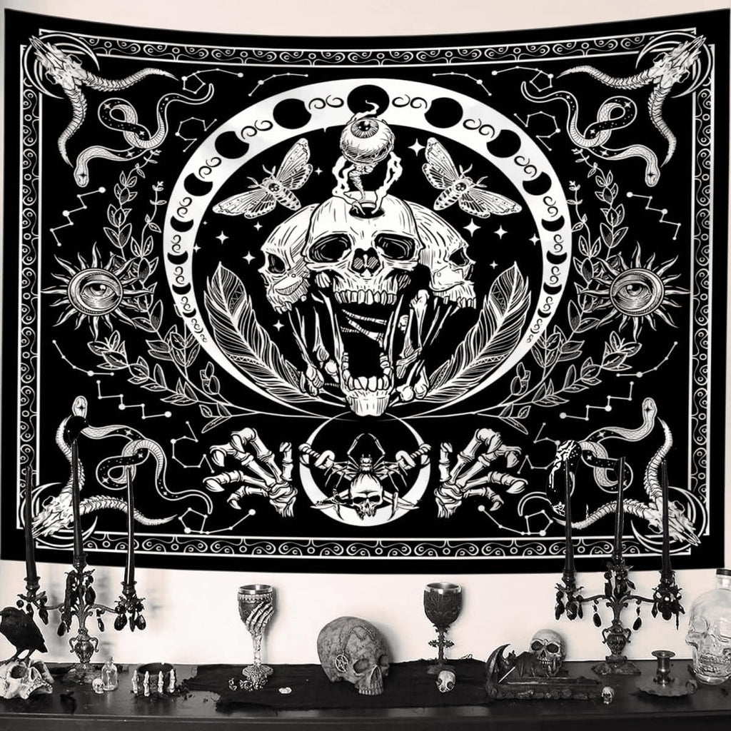 Tapiserie gothic halloween banner negru alb Casa - Accesorii si Decoratiuni Naty Shop