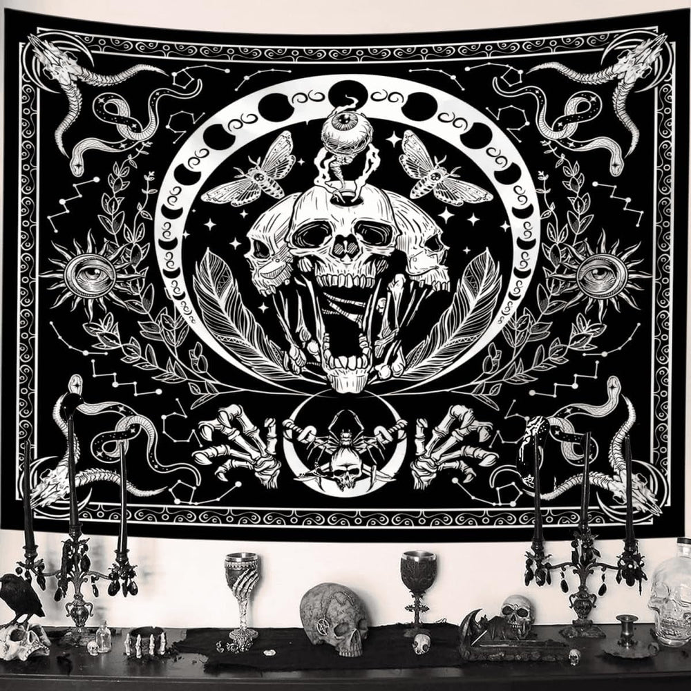 Tapiserie gothic halloween banner negru alb Casa - Accesorii si Decoratiuni Naty Shop