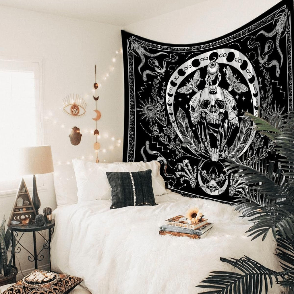 Tapiserie gothic halloween banner negru alb Casa - Accesorii si Decoratiuni Naty Shop