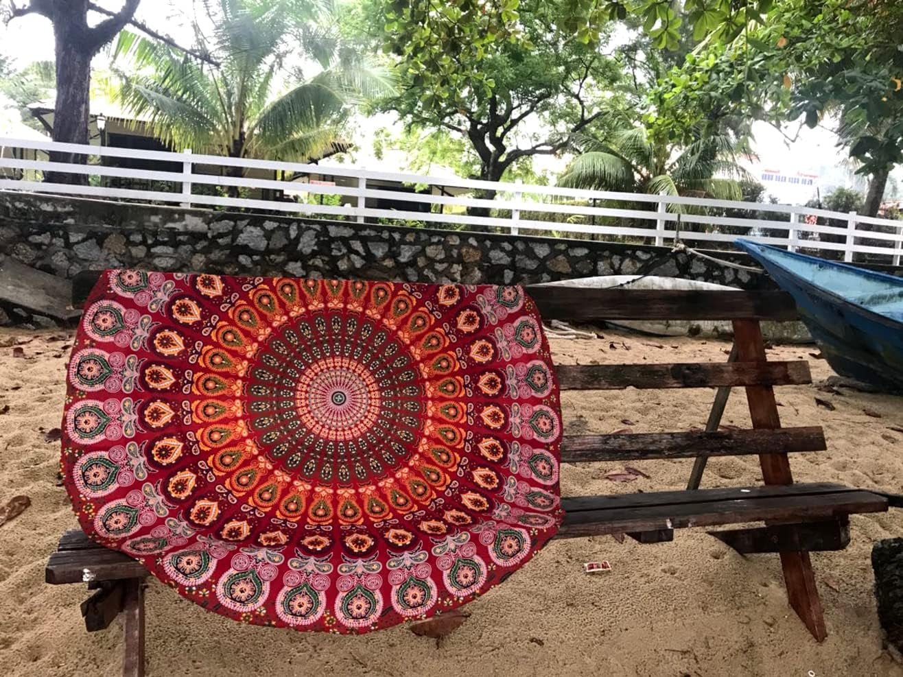 Tapiserie india prosop plaja rotund mandala hippielarge indian Casa - Accesorii si Decoratiuni Naty Shop