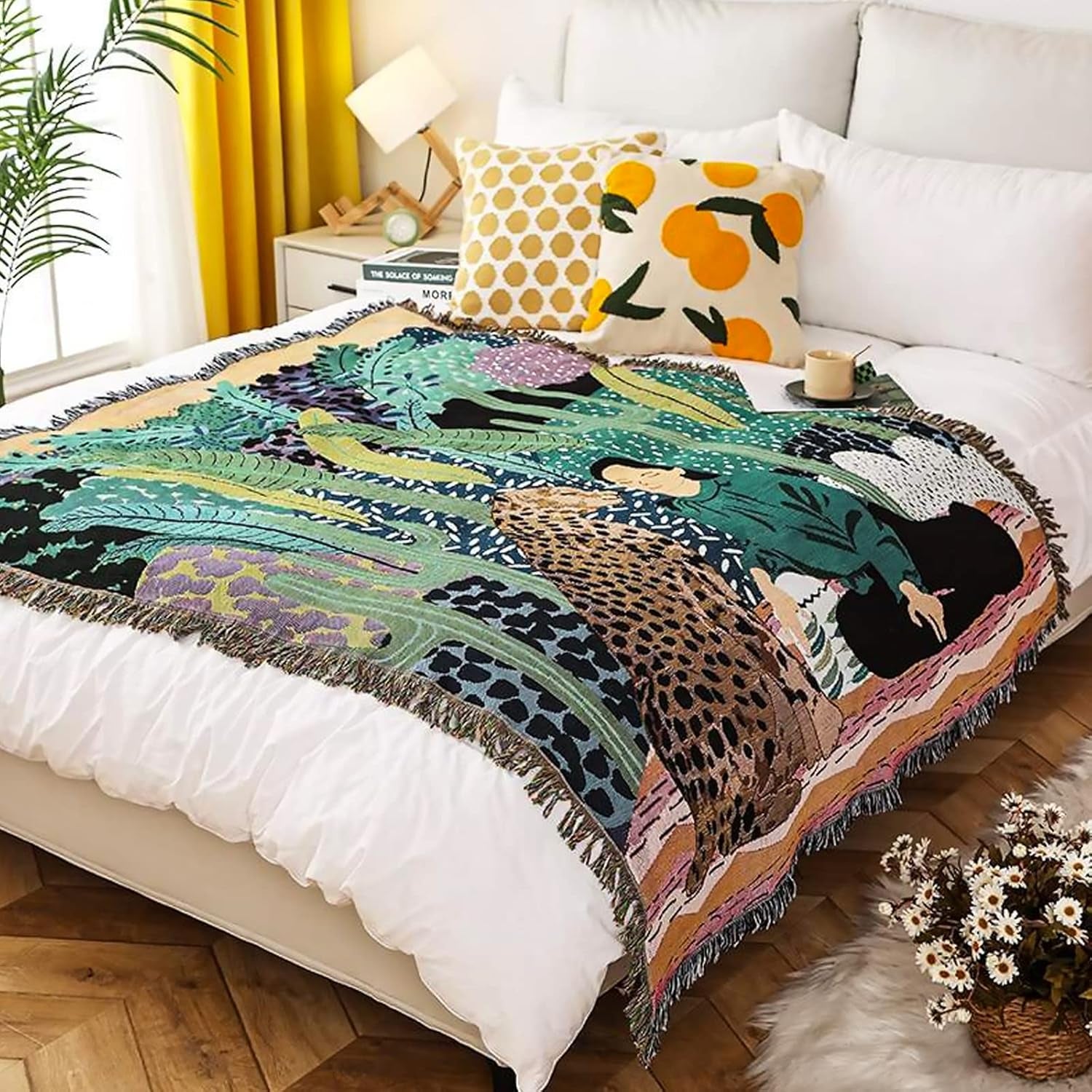 Tapiserie lumisyne double sided bumbac tesute patura arunca Casa - Accesorii si Decoratiuni Naty Shop Jungla