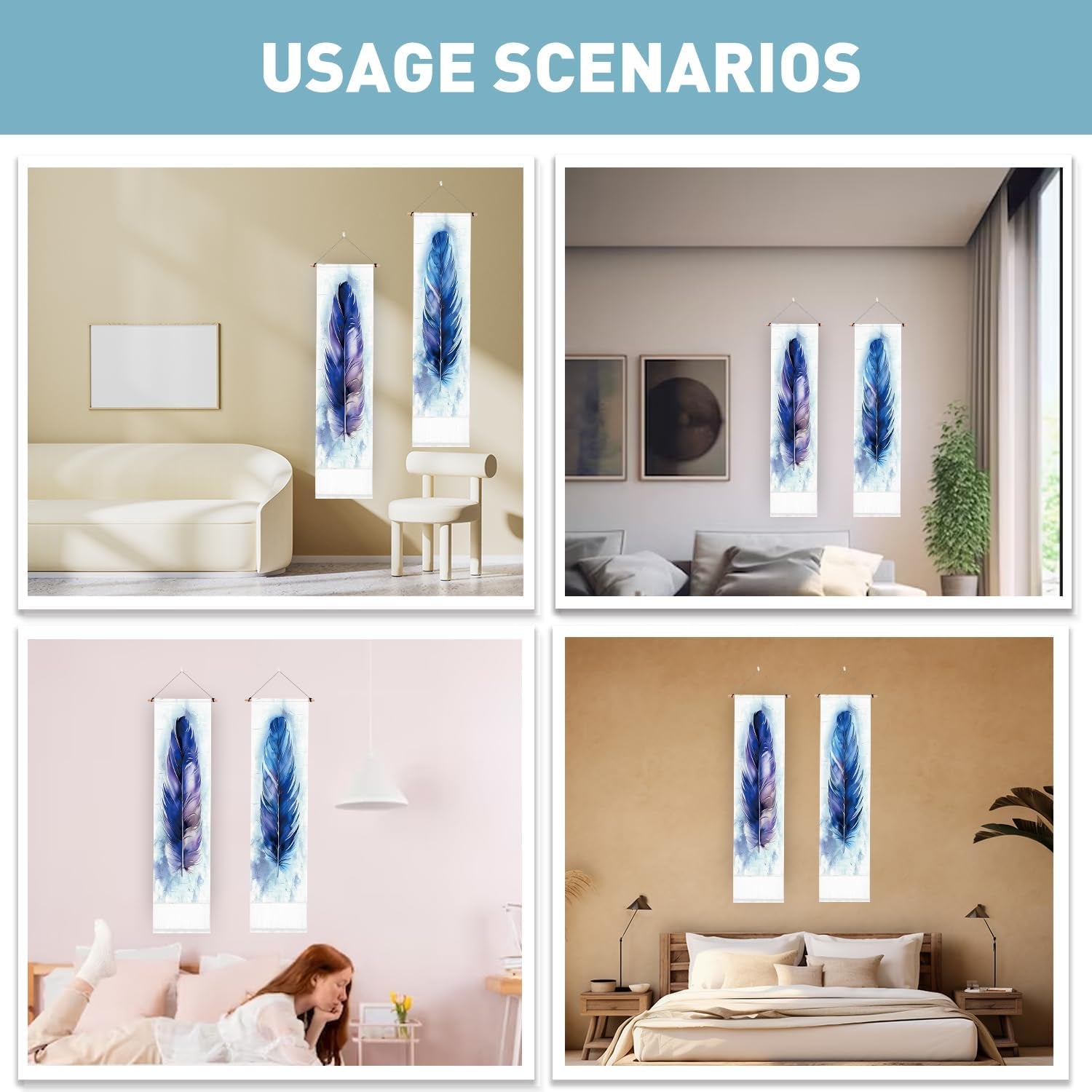 Tapiserie pligreat pack blue feather rug vertical wall Casa - Accesorii si Decoratiuni Naty Shop