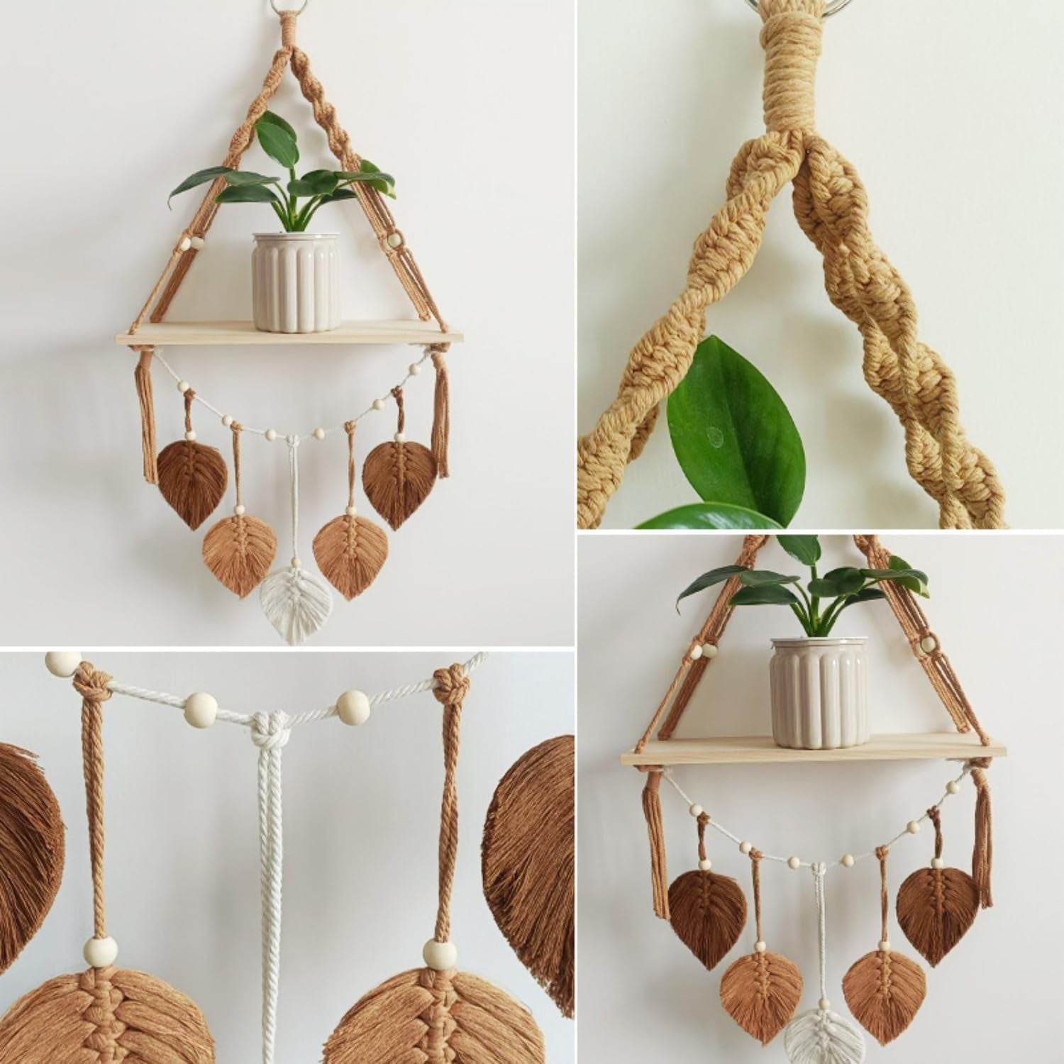 Tapiserie raft din lemn ghirlanda tesute frunze Casa - Accesorii si Decoratiuni Naty Shop