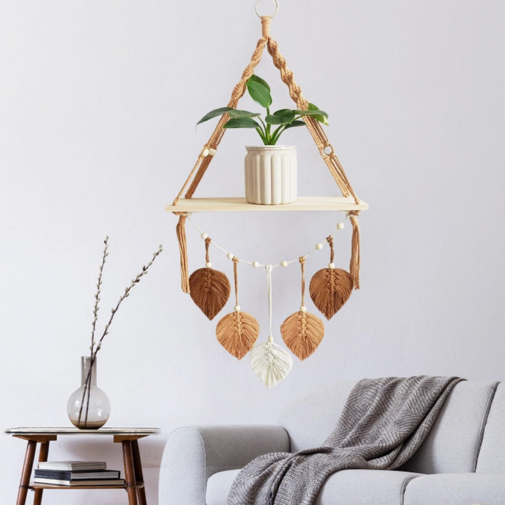 Tapiserie raft din lemn ghirlanda tesute frunze Casa - Accesorii si Decoratiuni Naty Shop