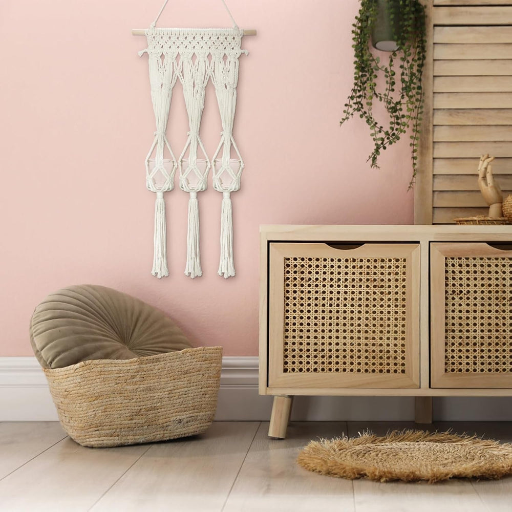 Tapiserie raft suporturi lumanari din sticla realizat Casa - Accesorii si Decoratiuni Naty Shop